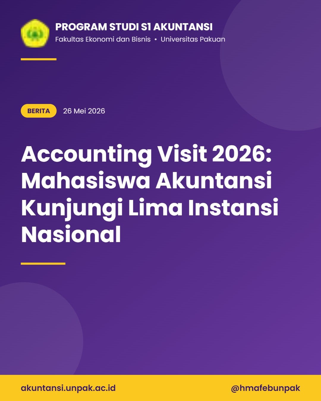 Accounting Visit 2026: Mahasiswa Akuntansi Kunjungi Lima Instansi Nasional