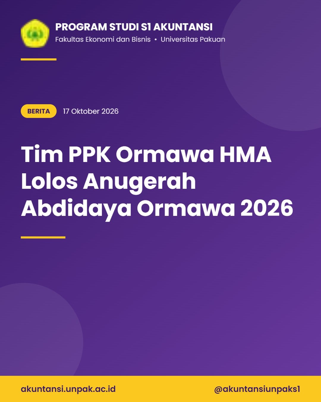 Tim PPK Ormawa HMA FEB UNPAK Lolos Anugerah Abdidaya Ormawa 2026
