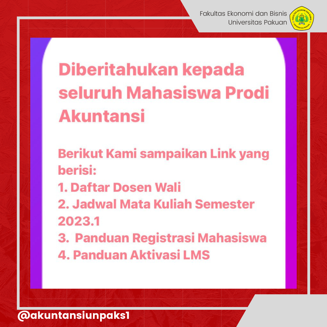 Link Daftar Dosen Wali, Jadwal Kuliah, Panduan Reg. Mahasiswa dan Aktivasi LMS